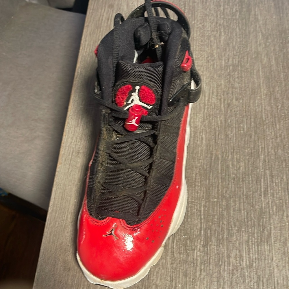 Jordan Red and Black Youth Sneakers  worn once